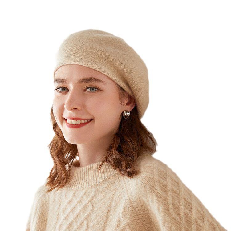 Versatile Cashmere Beret Retro Temperament Knitted Hat Wool Women's New Soft Sticky Hat