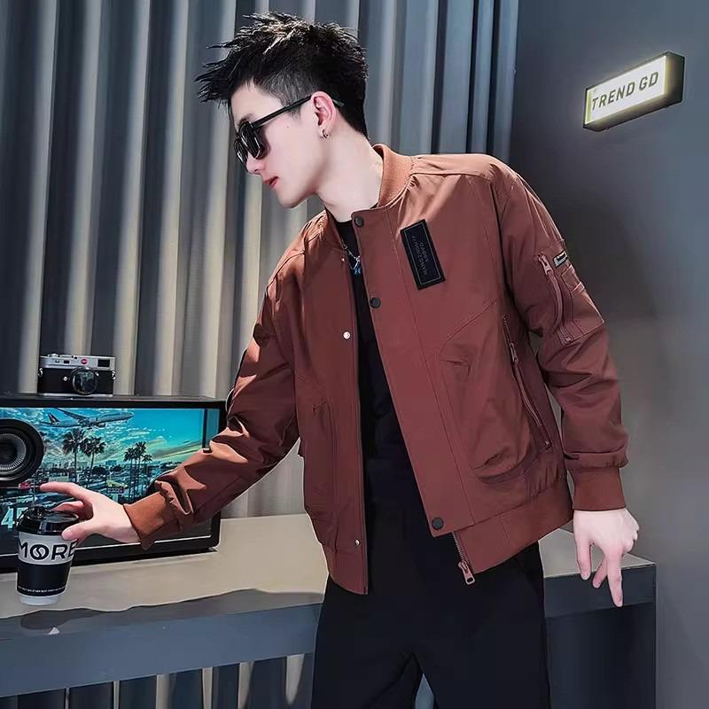Pánská trendy bunda s baseballovým límcem: Vysoce kvalitní pilotní bunda ve street stylu pro jaro a podzim 2025