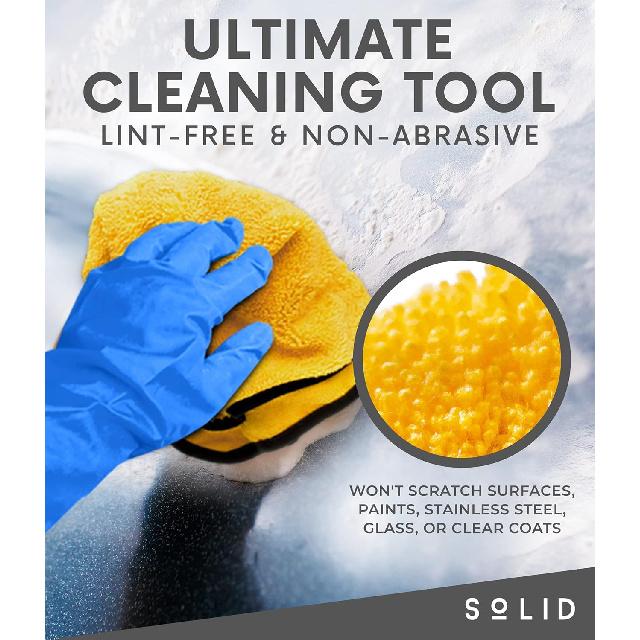 Solid Multipurpose Plush Microfiber Cleaning Cloth Towel for Household, Car Washing, Drying & Auto Detailing - 16" x 24" (6)