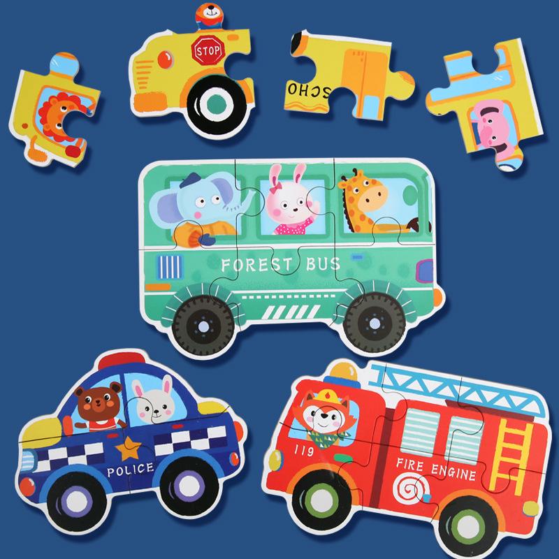 Animal & Transport Six-in-One Educational Puzzle for Kids Aged 3-6