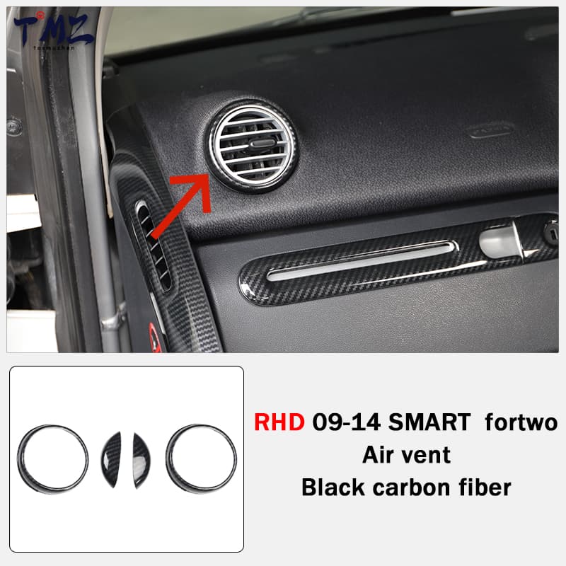 Right Hand Drive Vehicle Accessories with Carbon Fiber Pattern Black Navigation Panel Decorative for Benz SMARTfor Two Sticker