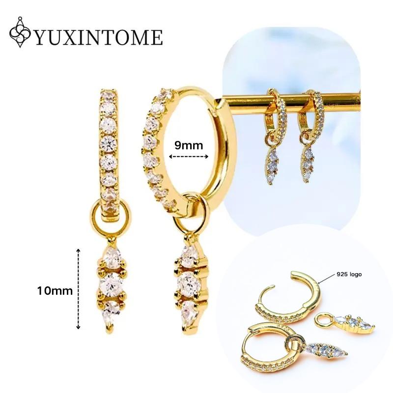 Dames 925 Zilveren Oorstekers Kristal Zirconia Waterdruppels Stud Hoops Goud Huggie Oorbellen Premium Luxe Feest Sieraden