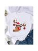 Wounisex Holiday Clothing Merry Christmas Fashion Deer  Cartoon Female New Year T-Shirts Shirt Print T Top Graphic Tee