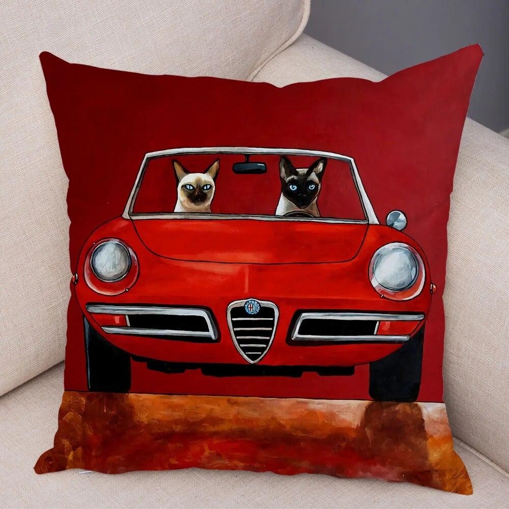 

Домашний декор, красочный мультяшный вождение автобуса, собака, наволочка, милый питомец, далматинец, наволочка, диван, домашнее украшение автомобиля 40x40cm