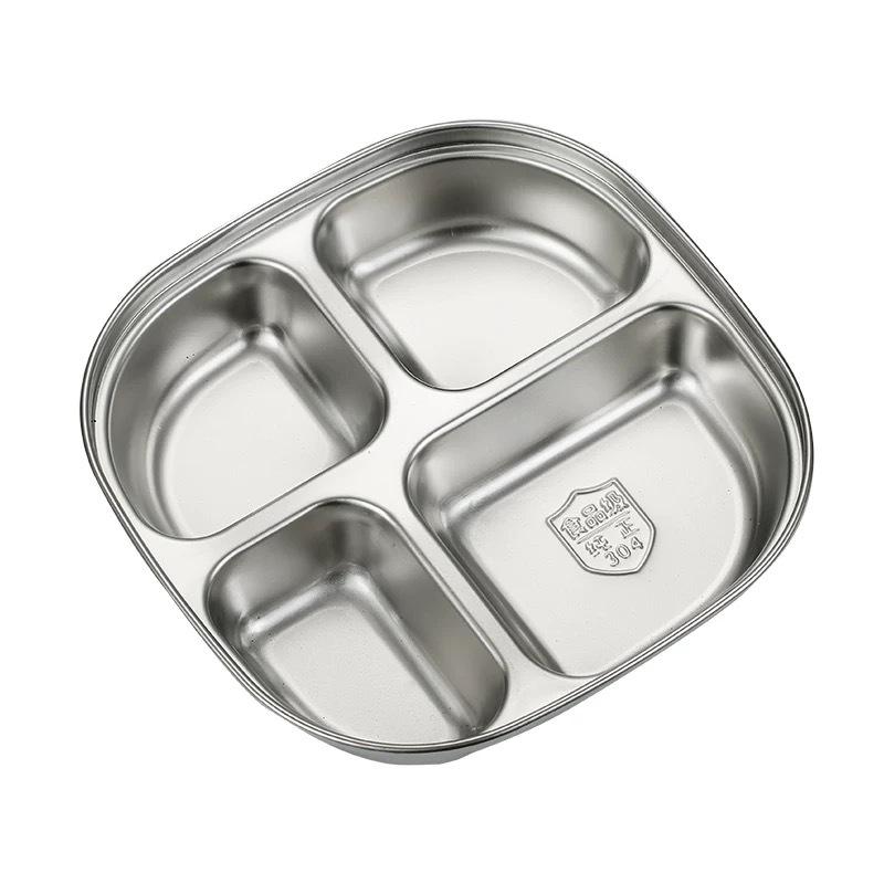 304 Stainless Steel Cartoon Divided Plate for Kids – Perfect for Kindergarten and School Canteens