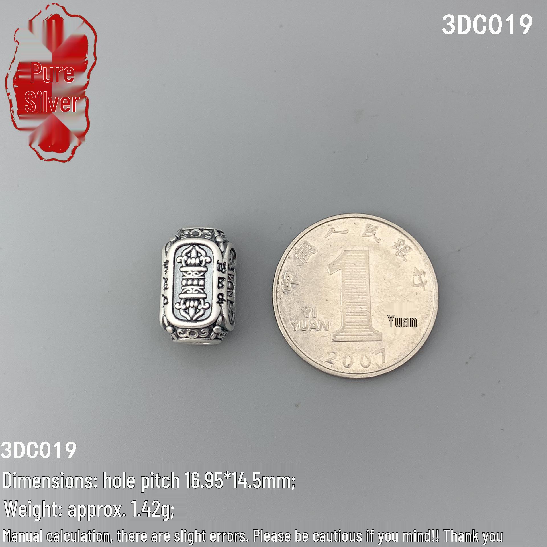 3D Sterling Silver Vajra Spacer Beads for DIY Jewelry: Handmade Loose Beads for Braided Rope Bracelets Pure Silver 999: Price for One