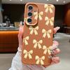 Nárazuvzdorný měkký kryt na telefon s potiskem mašličky pro Samsung S25 S24 FE S23 Ultra S22 A36 A56 A55 A16 A26 A35 Textura kůže TPU Tenký matný nárazník
