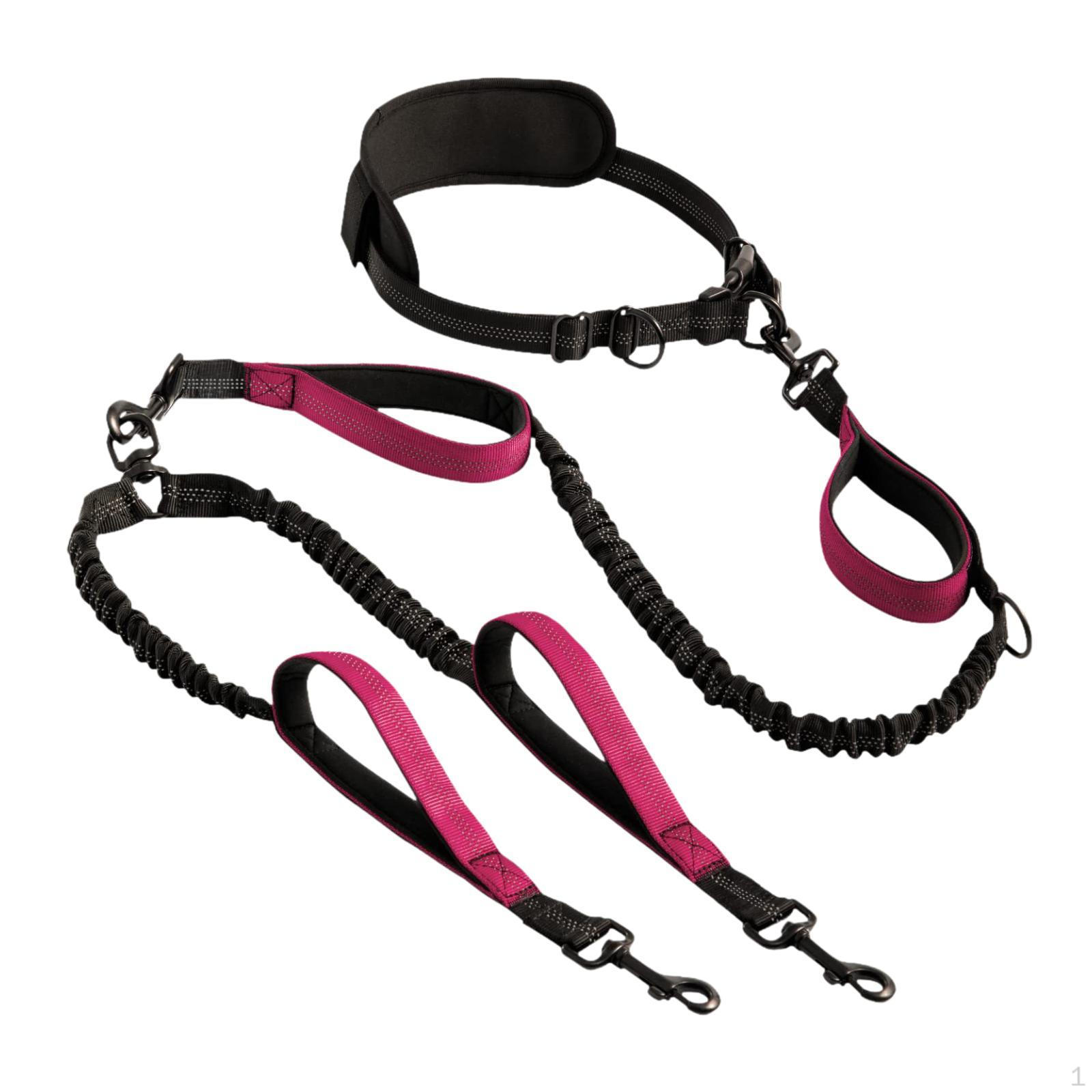

Double Dog Leash Retractable Hands Free No Pull Reflective Bungees for Canicross ярко-розовый