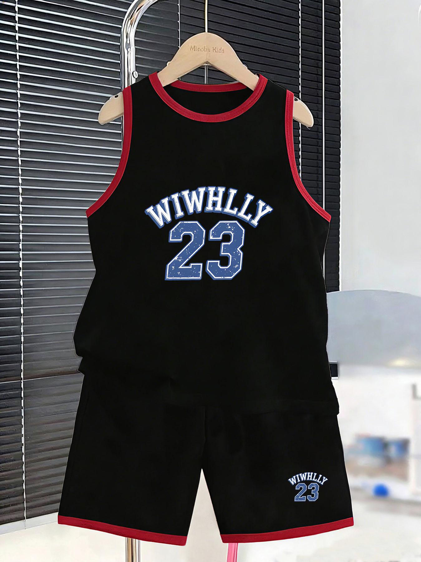 

Boys’ No.23 basketball set. American style prints, breathable fabric, loose fit for sports wear. 2-3Y чёрный