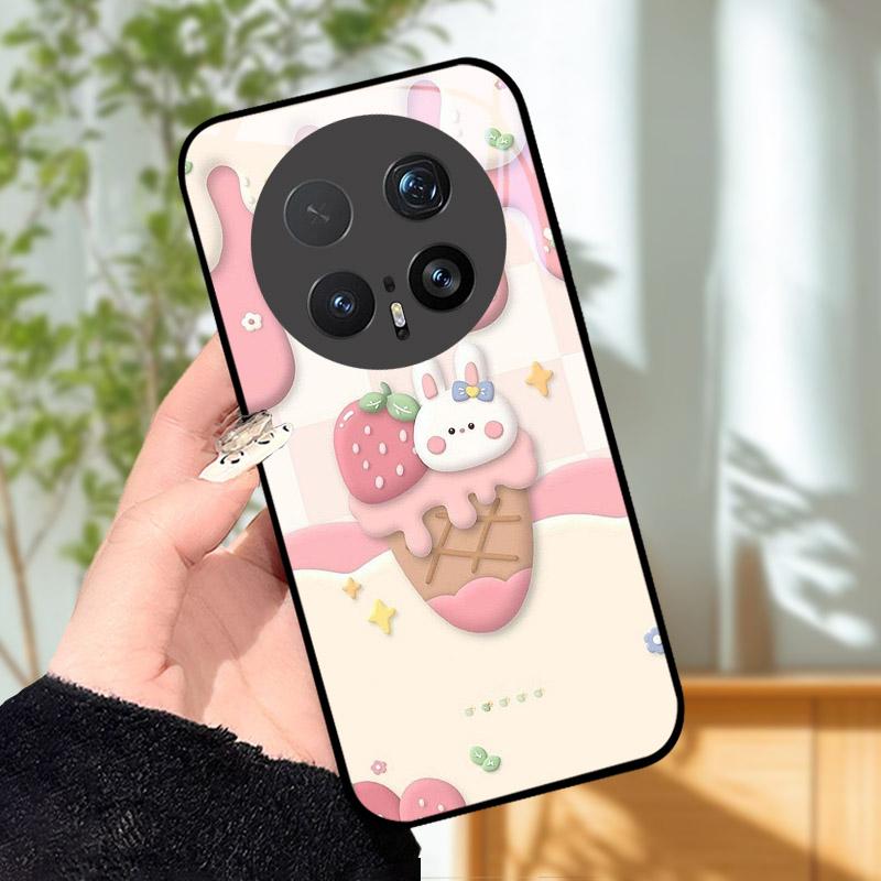 Gehärtetes Glas Handyhülle Für Honor Magic 8 8Pro Luxus Mode Rückseite Abdeckung Für Magic8 Pro Hüllen BKQ-AN00 Stoßfest Cartoon Capa