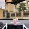 Bling Car Diamond-encrusted Love-shaped Ball Plush Pendant Cute Rearview Mirror Hanging Decoration