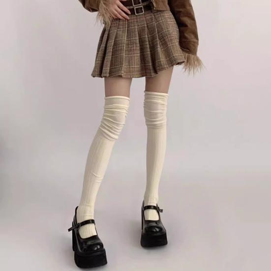 Slouch Thigh High Socks Women Stretchy Over-the-knee Scrunch Socks Long Over Knee Stockings for Boots Skirts Party Dating Street Wear