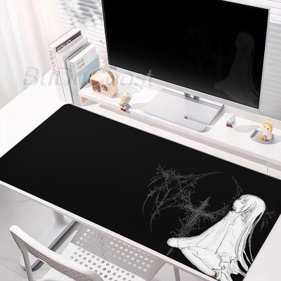 Black White Anime Girl Desk Mat Gothic Girls Mouse Pad Rubber NonSlip PC Keyboard Extended Pads Office Accessories Gamer Carpet