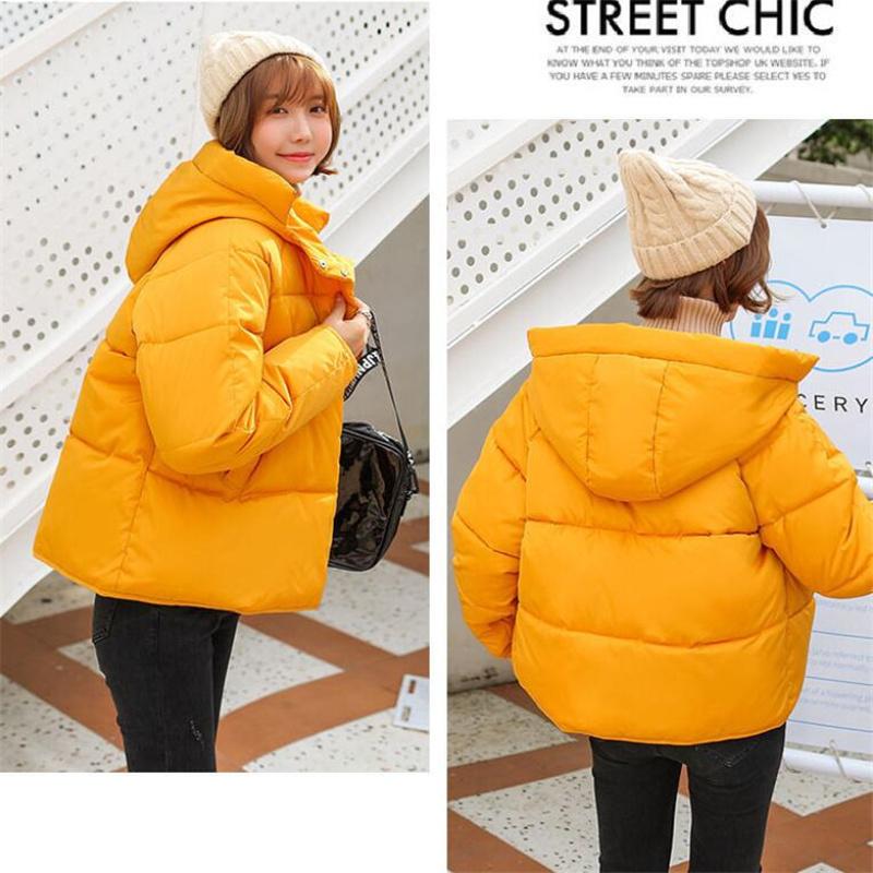 Nuova Giacca Invernale con Cappuccio Donna Cappotto in Cotone Parka Corto Casual Soprabito Giacca Imbottita Calda Parka Femminile Giacca con Zip Capospalla