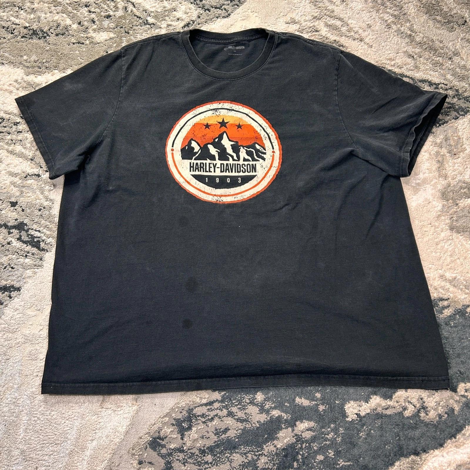 Vintage Harley Davidson Mountain 120th Anniversary T Shirt Men 4XL Black Graphic S