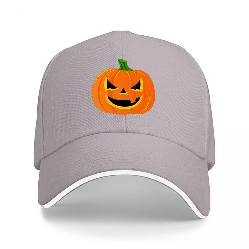 Halloween Pumpkin Jack O Lantern Black Baseball Cap Adjustable Hat for Adults Fun Festival Costume Accessory