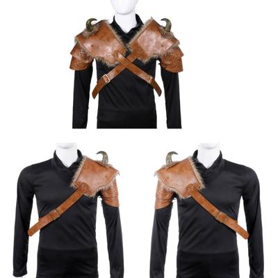 Warrior Single Pauldron Faux Leather Shoulder Armors for Party Cosplay Halloween Medieval Vikinge Shoulder Cover Cape