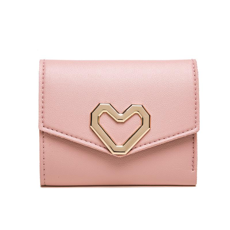 Korean Style 2026 Women's Heart-Shaped Tri-Fold Short Wallet and Coin Purse