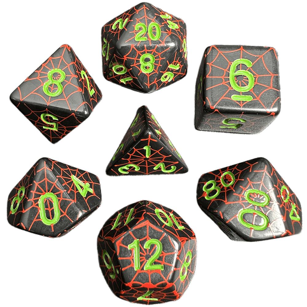 Halloween Spider Web Dice 7pcs Fashion Dice for Dungeon and Dragon DND TRPG Game