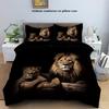 3 Pieces of Down Printed Duvet Cover Set with Lion Pattern (1 Duvet Cover+2 Pillowcases, Without Core), Soft Bedding