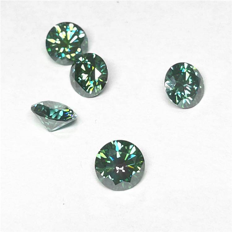 JiaYao 0.5-10 Carat Blue-Green Round Moissanite Loose Gem for Ring