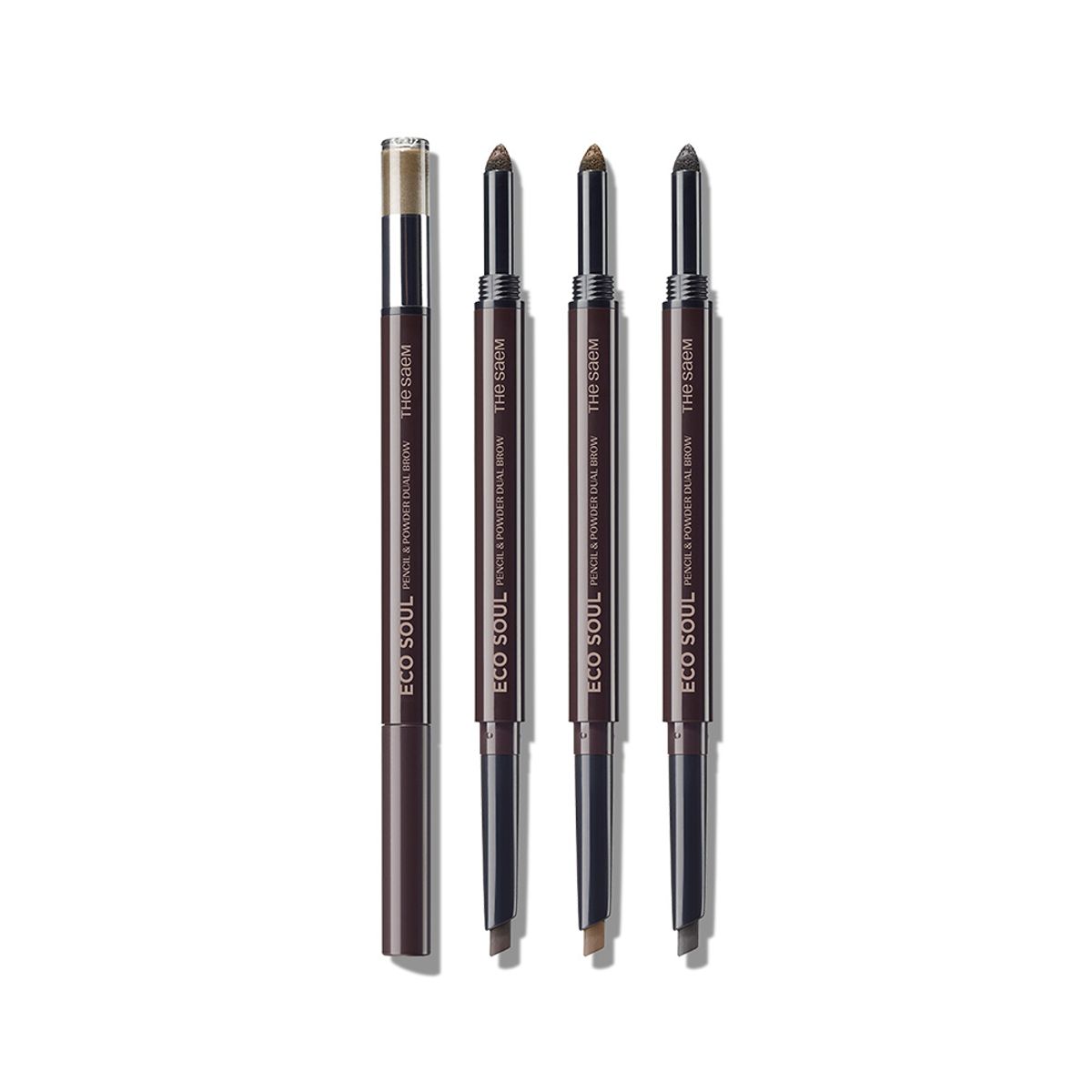 [2PACK] Eco Soul Pencil & Powder Dual Brow 4 Colors 04 Dark Brown
