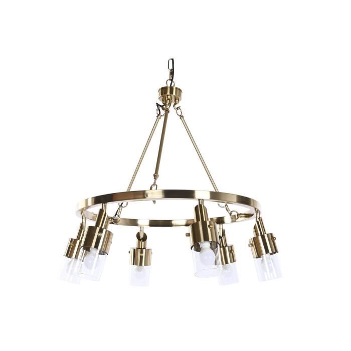 Plafonnier - Non Spécifié - 66 X 66 X 60 Cm - Métal Et Verre Doré - 40 W