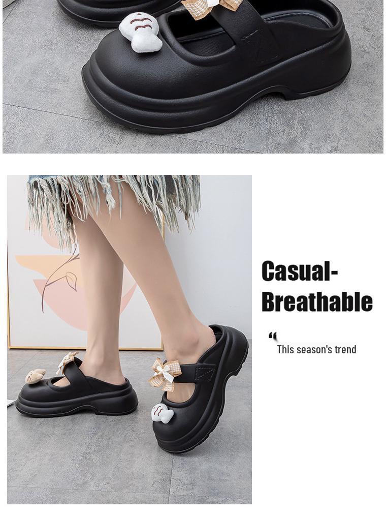 EVA British Style Non-Slip Girls' Closed-Toe Fashion Shoes – 7cm Thick Sole for Height Increase