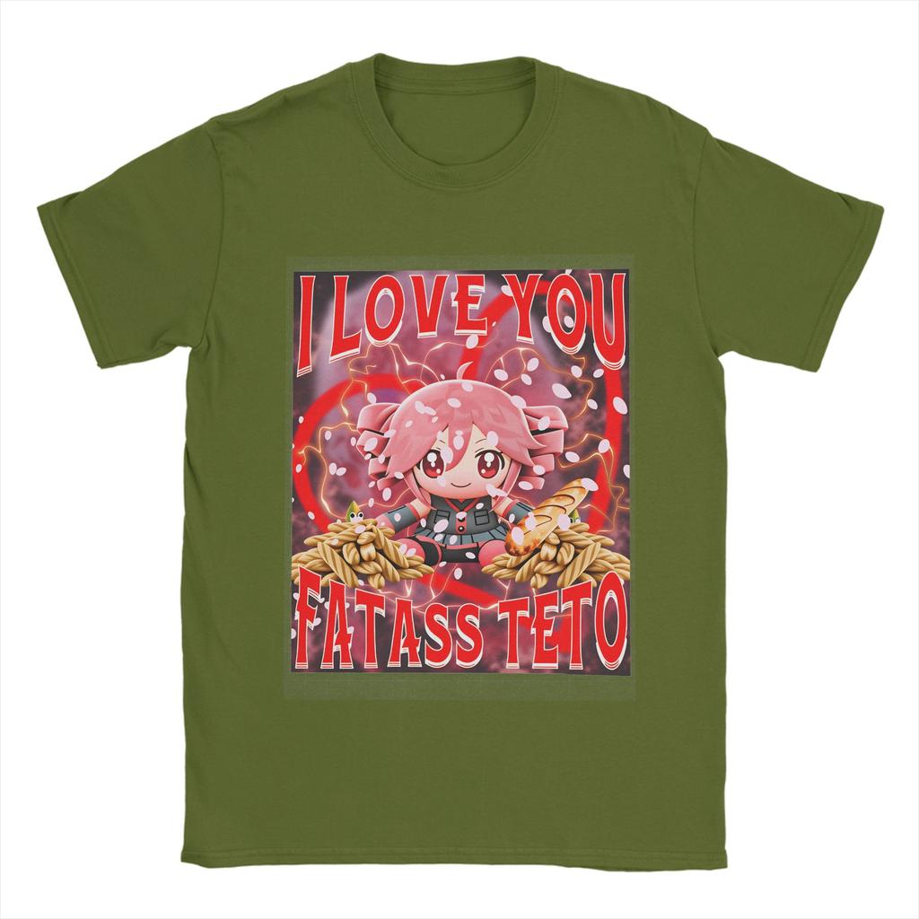 I LOVE YOU FATASS Teto Kasane Teto T Shirt for Men Pure Cotton Vintage TShirt Crew Neck  Tees Short Sleeve Clothing Plus Size