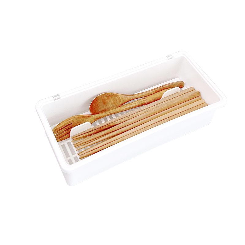 Chopstick Box with Lid: Dustproof, Water-Draining Kitchen Storage Rack for Utensils - Holds Chopsticks, Spoons, Knives & Forks