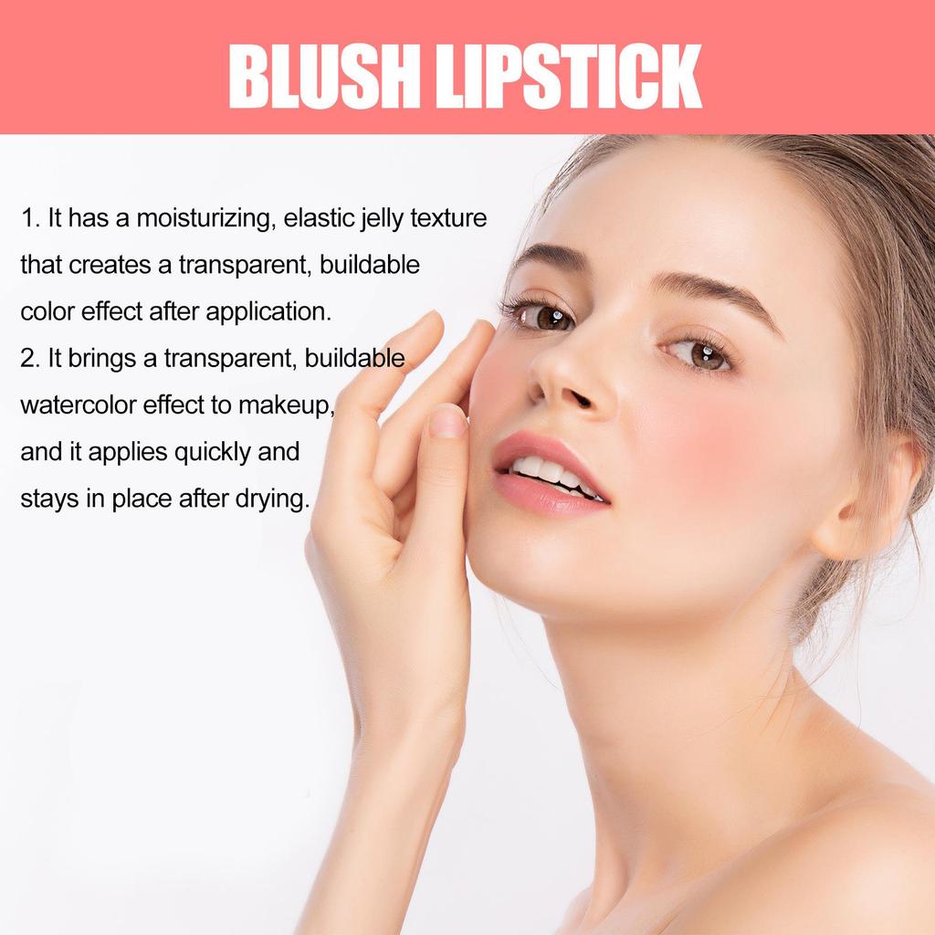 OUHOE Rose Pink Jelly Lip & Blush Stick - Refreshing, Long-Lasting Light Makeup.