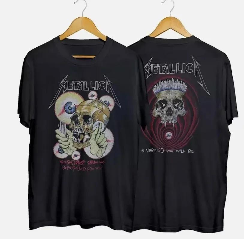 American Street Men's T-shirt Metallica Band Oversized T-shirt Men Harajuku Y2k Short Sleeve Cotton High Quality Loose Casual Female Male Clothing