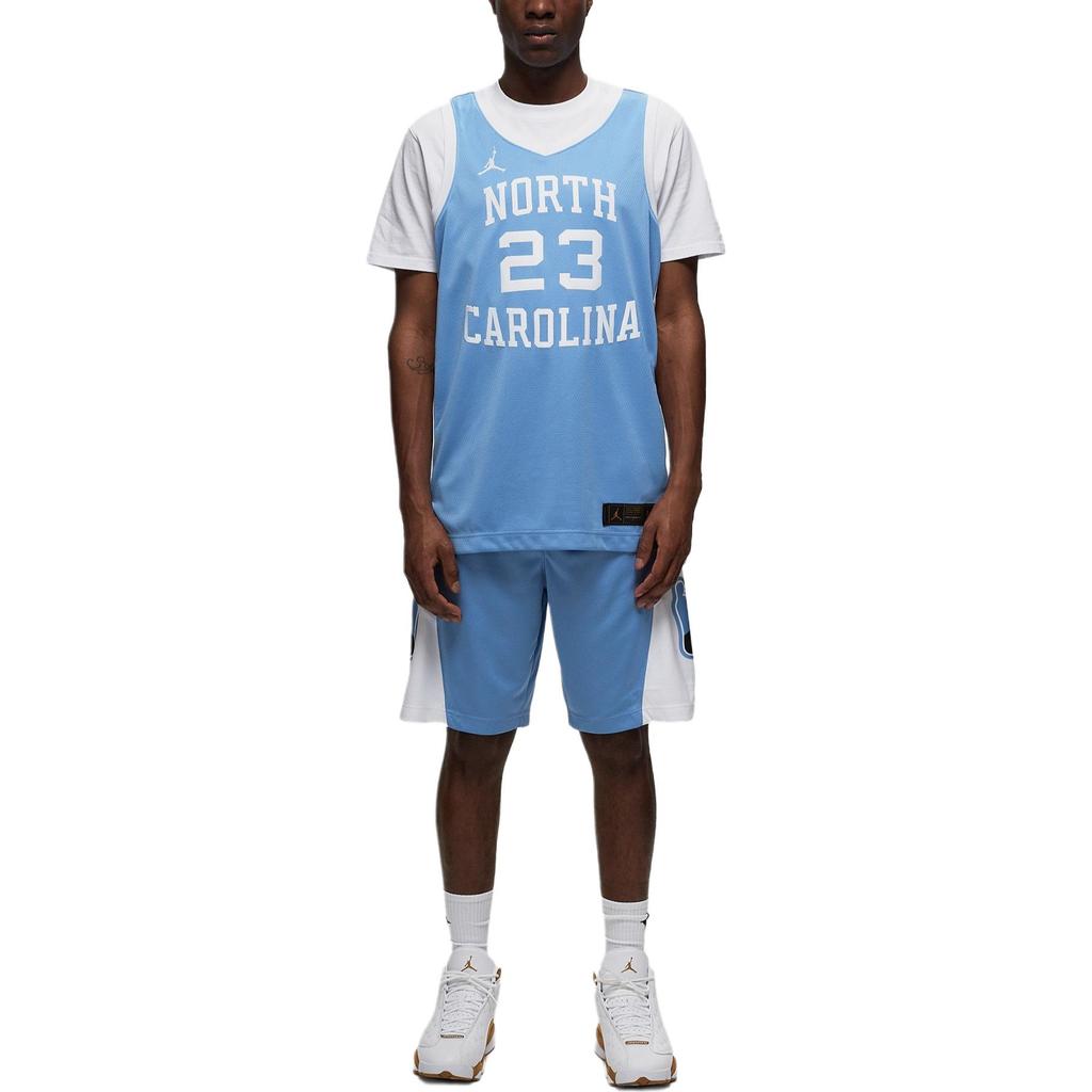 Jordan Unlimited College Retro Jersey Loose Fit V-Neck Breathable Sweat-Wicking Sleeveless Basketball Shirt Men jersey Courage-Blue White DZ6025-448