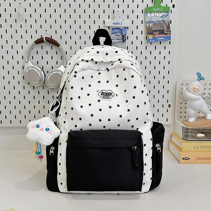 New Small and Fresh Backpack, Junior High School Student Schoolbag, Women's Versatile Contrasting Color Casual Backpack, Large-capacity Backpack.