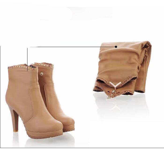 Women's high-heeled medium boots autumn and winter new waterproof table fine heel solid color two-wear boots large-size women's boots