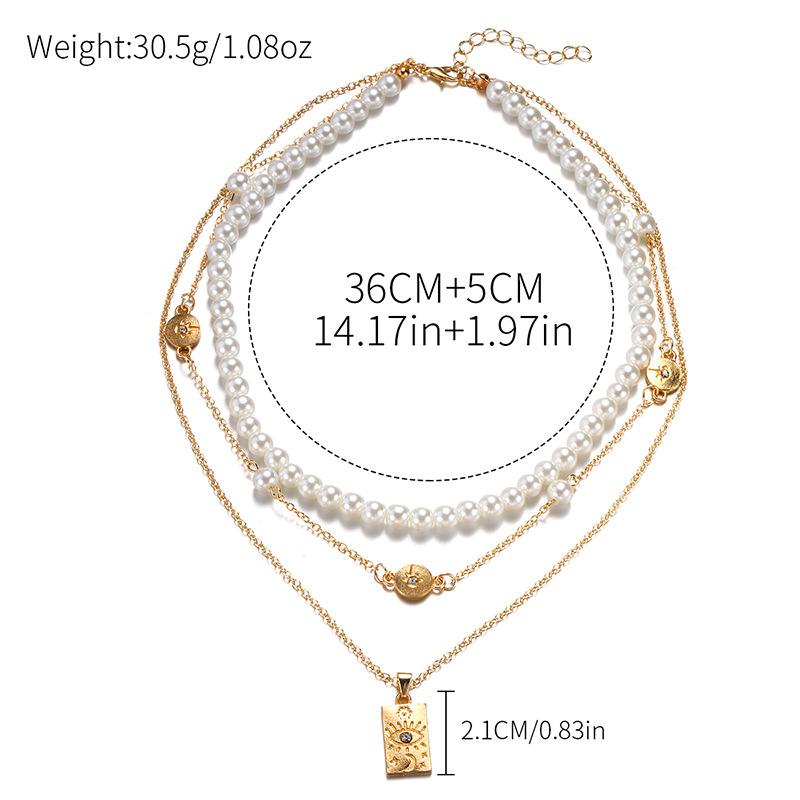 

Новые Аксессуары Мода Жемчужные Цепочки Многослойные Ожерелья Геометрические Подвески с Глазами Женские