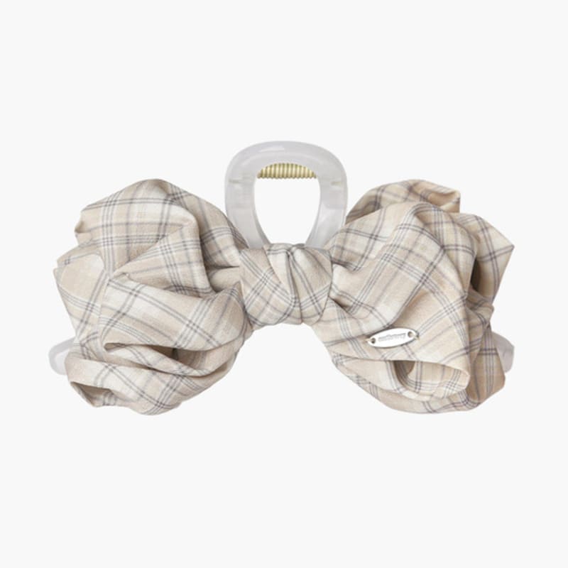 

mellotory check chiffon ribbon hair clip (light beige) Light beige