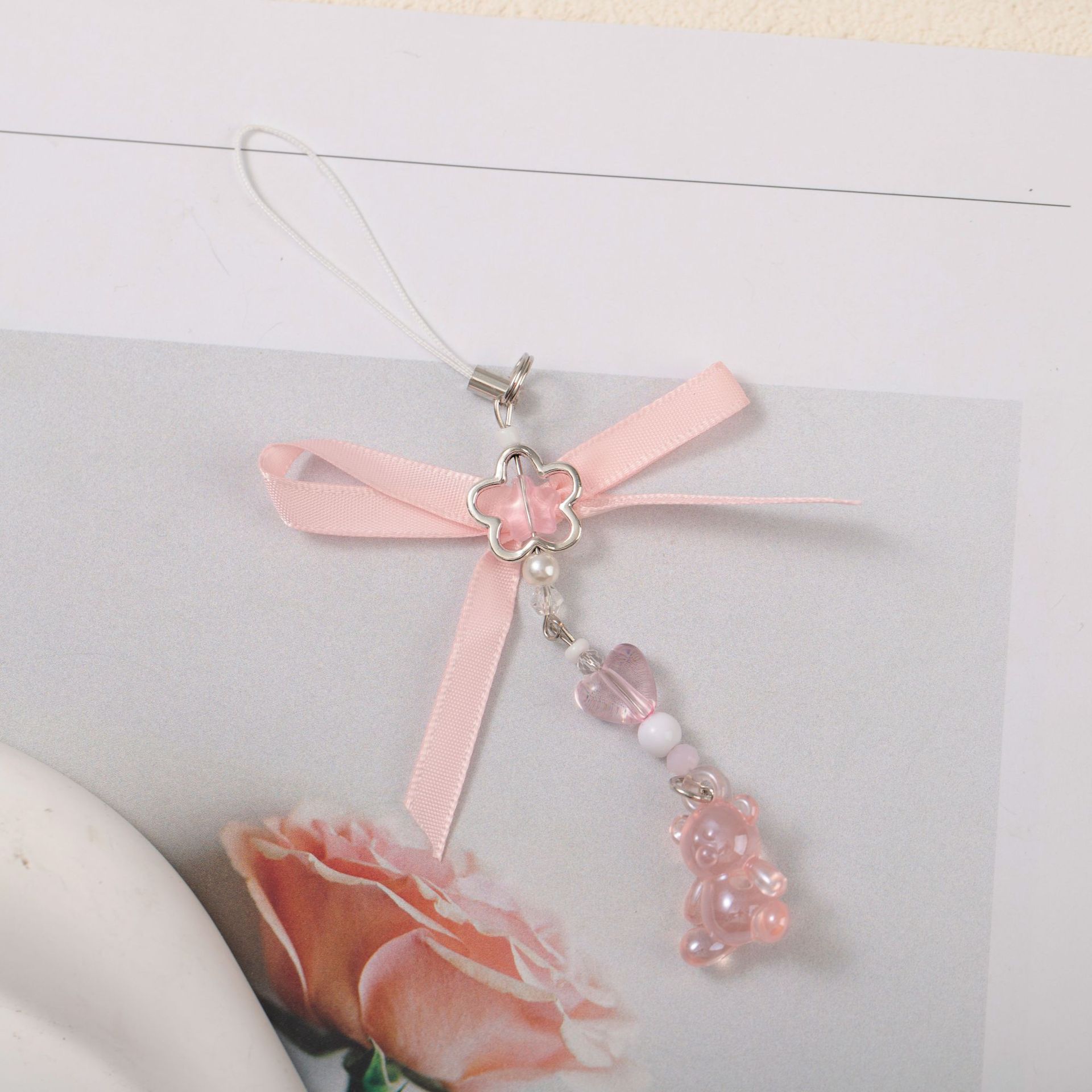 New sweet girl heart pink bear mobile phone chain goben pendant bag buckle mobile phone chain lanyard ornament