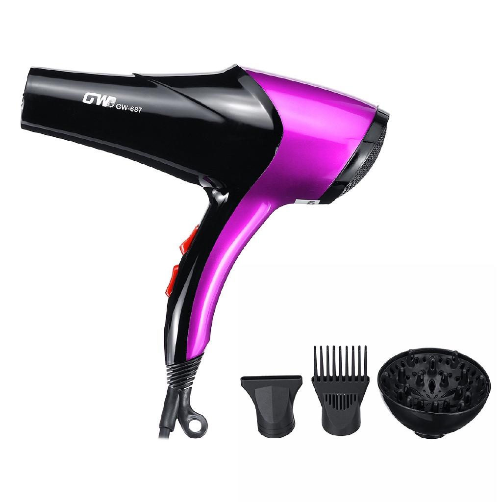 2000W Electric Hair Dryer Salon Professional 2 Speed 3 Heat Hairdressing Blow with Detachable Nozzle