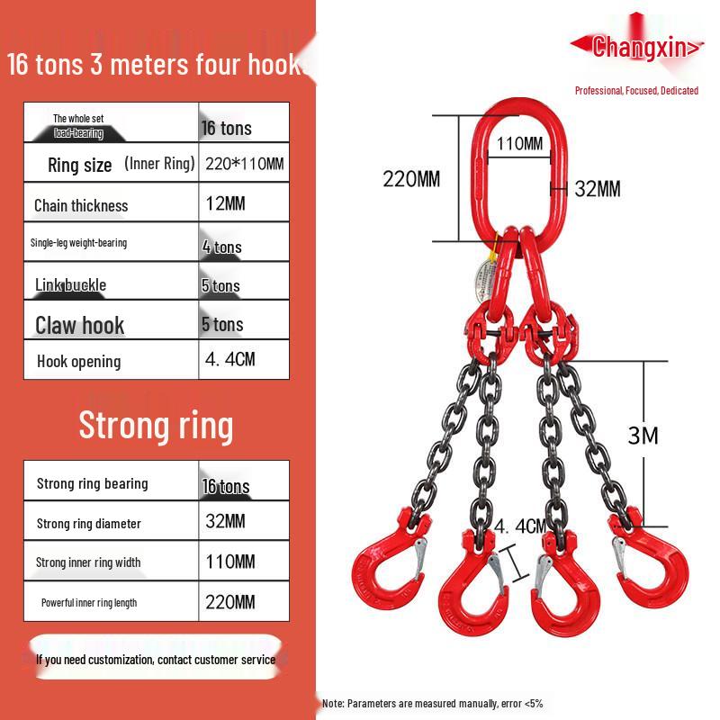 G80 Grade Heavy-Duty Steel Lifting Chain Sling with Double and Quad Hooks for Crane Use