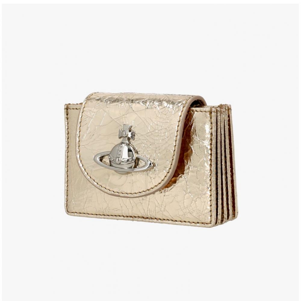 Vivienne Westwood Metallic Crinkle Flap Card Wallet 5402000aw L00a7 R401