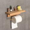Bathroom Roll Rack Home Wall Mounted Storage Paper Towel Holder Black Walnut Toilet Roll Paper Holder No-Punch Home Decoration