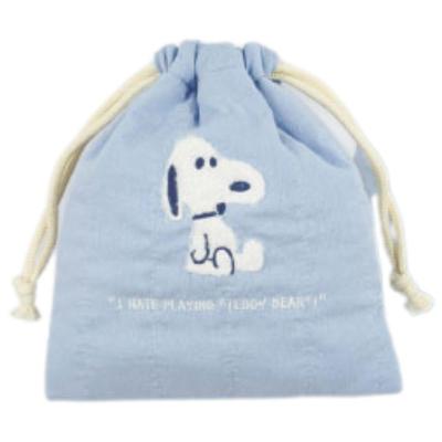 Marimo Craft SNOOPY Série de Pelúcia Bolsa com Cordão Brinquedo de Pelúcia Azul L170 x A200mm Aprox.. SPCQ-460