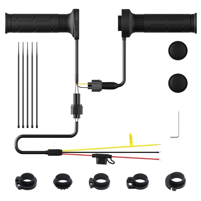 

Rubber Motorcycle Heated Handlebar Grips 6 Adjustable Heat Settings Battery Protection Technology for Modification 1