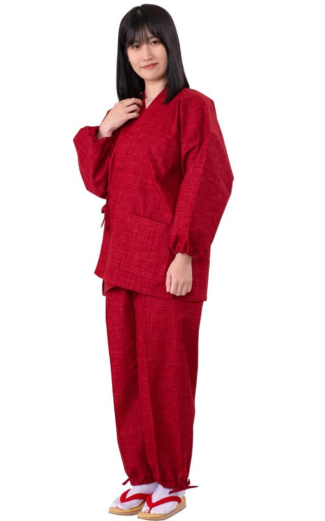 Aiai Solid Made In Japan Women's Samue, Tsumugi-style Color, (Dark Red)