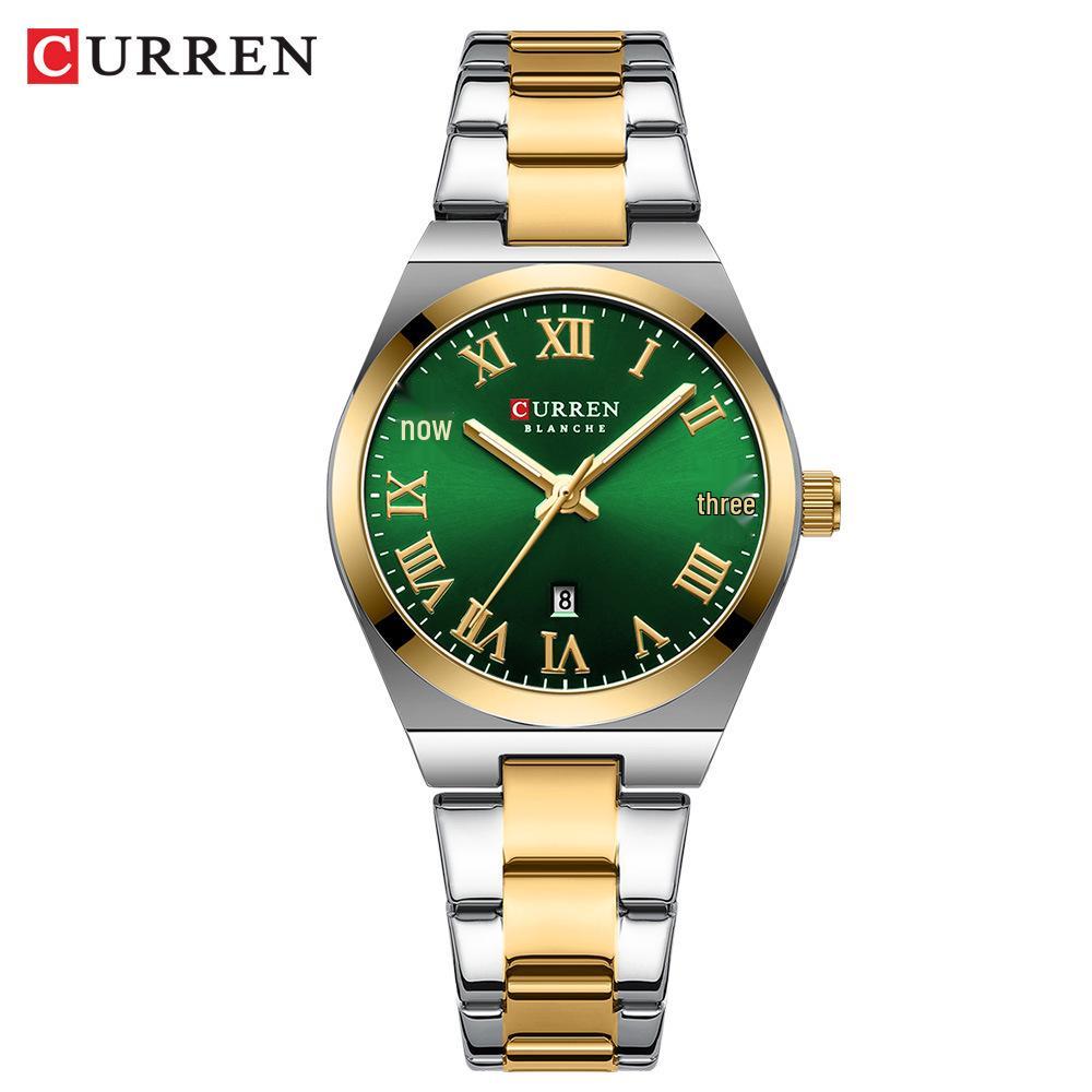 CURREN 9095 Women s Waterproof Quartz Watch with Calendar and Steel Band