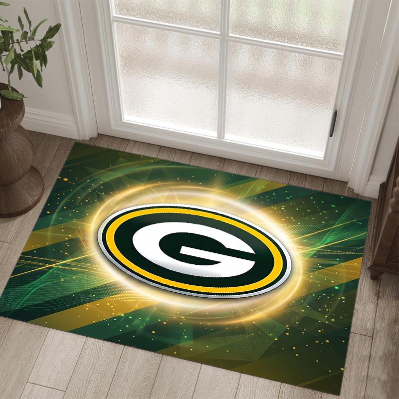 Green Bay Packers Design Crystal Velvet Carpet Cozy Non?Slip Printed Rug For Bedroom Living Room Entrance
