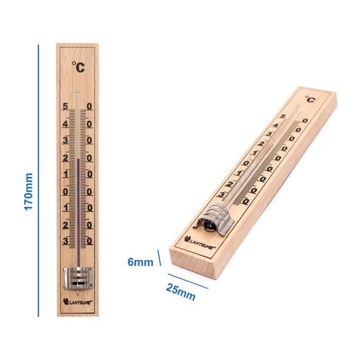 Lantelme set de 5 thermomètres analogiques intérieur - extérieur - jardin - en bois d'hêtre