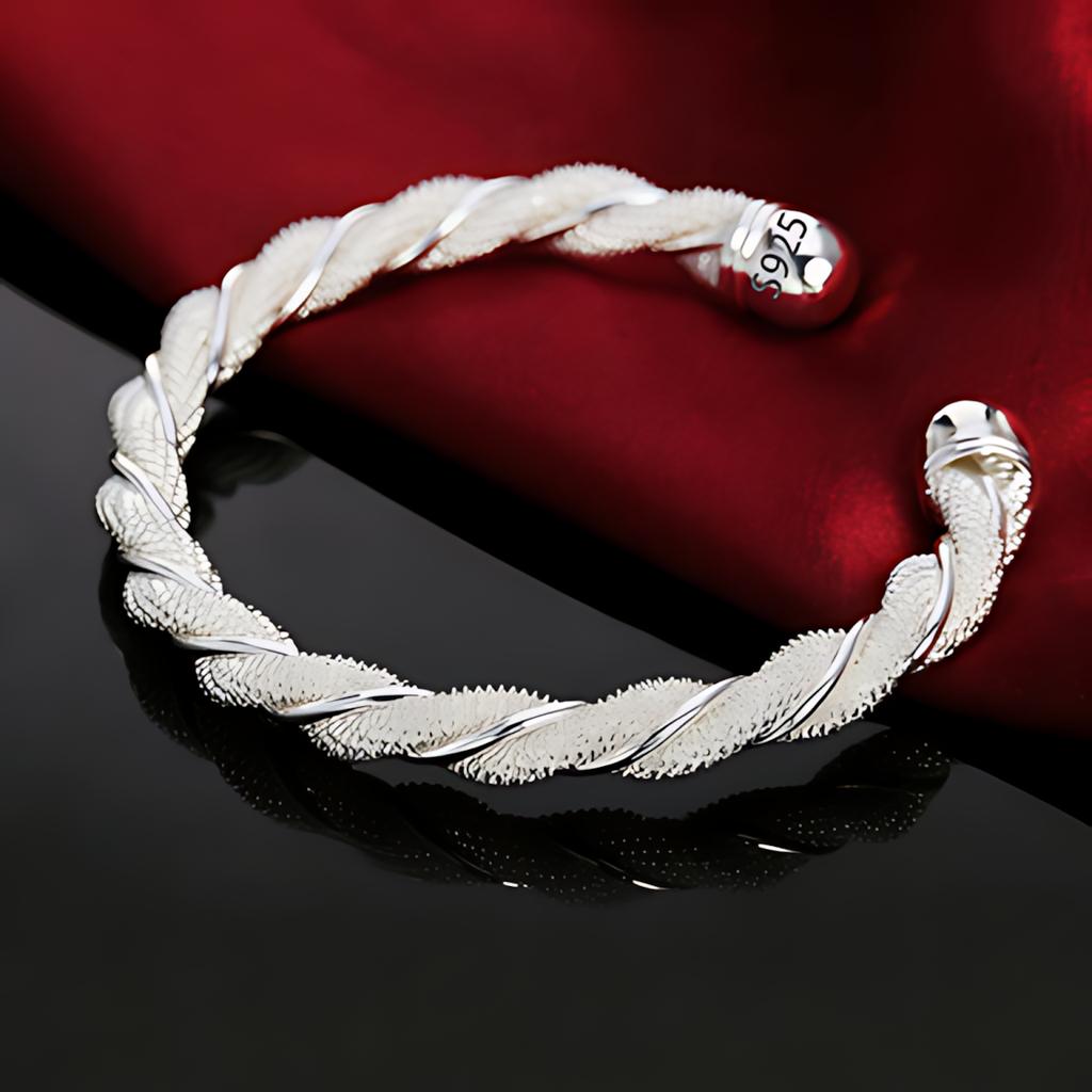 PANJBJ 925 Sterling Silver Feather Adjustable Couple Bangle Gothic Punk Design Women Jewelry Gift Lucky Bracelet Dropshipping