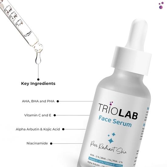 TRIOLAB Pleťové sérum 30ml | Niacinamid, Vitamin C, Vitamin E Pleťové sérum pro muže a ženy, Hyperpigmentace a Jemné linky